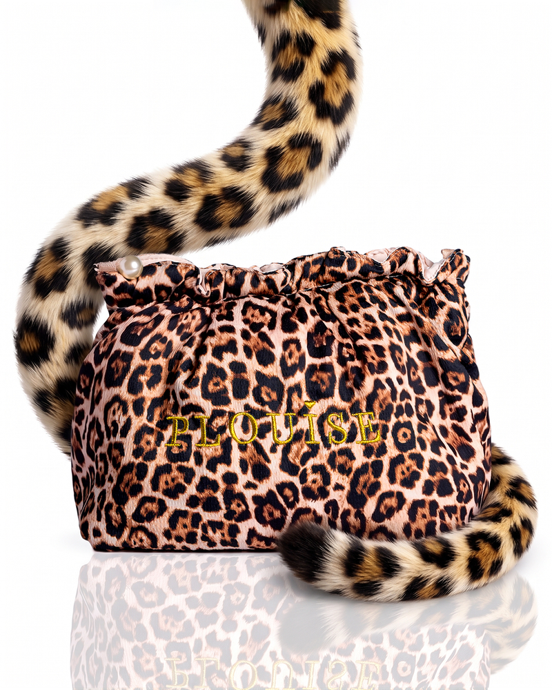 Cheetah Hot Hunt Leopard Print Frill Makeup Bag Med Perle Dusk
