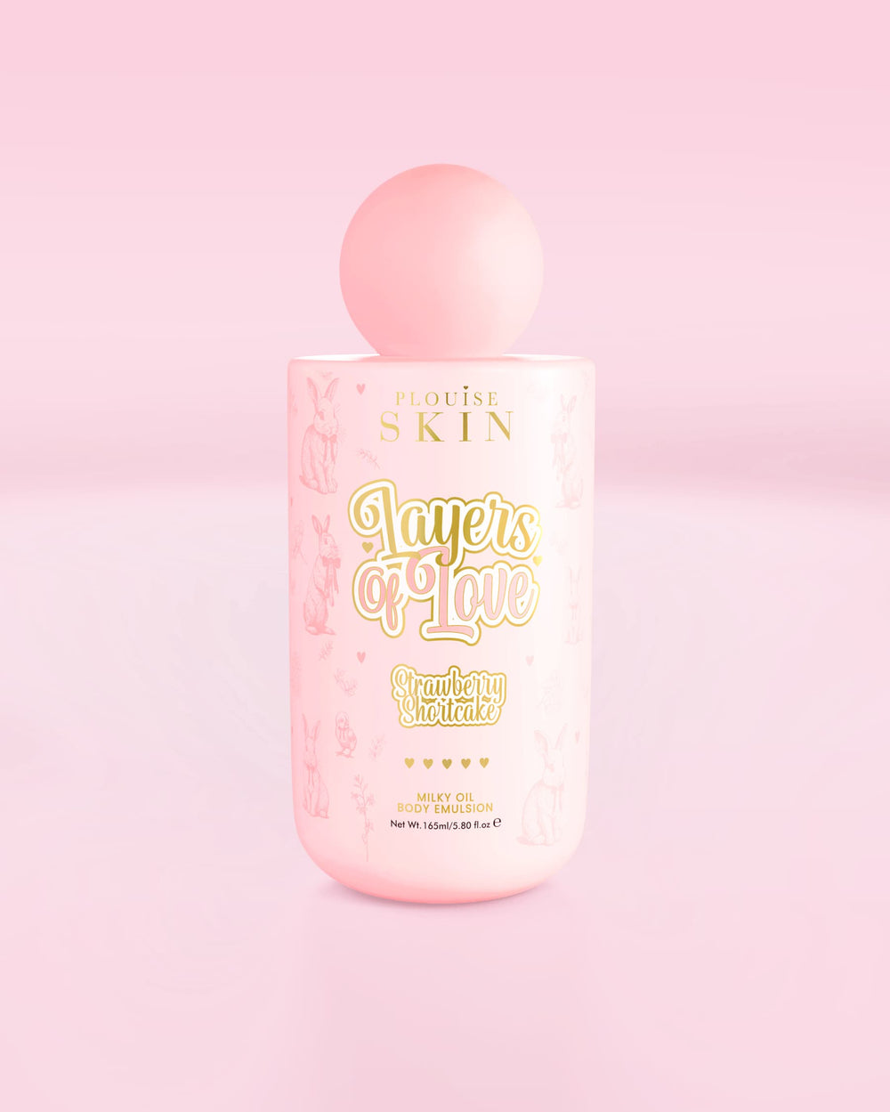 Pink flaske P.Louise Layers Of Love Milky Oil Body Emulsion i strawberry shortcake-duft