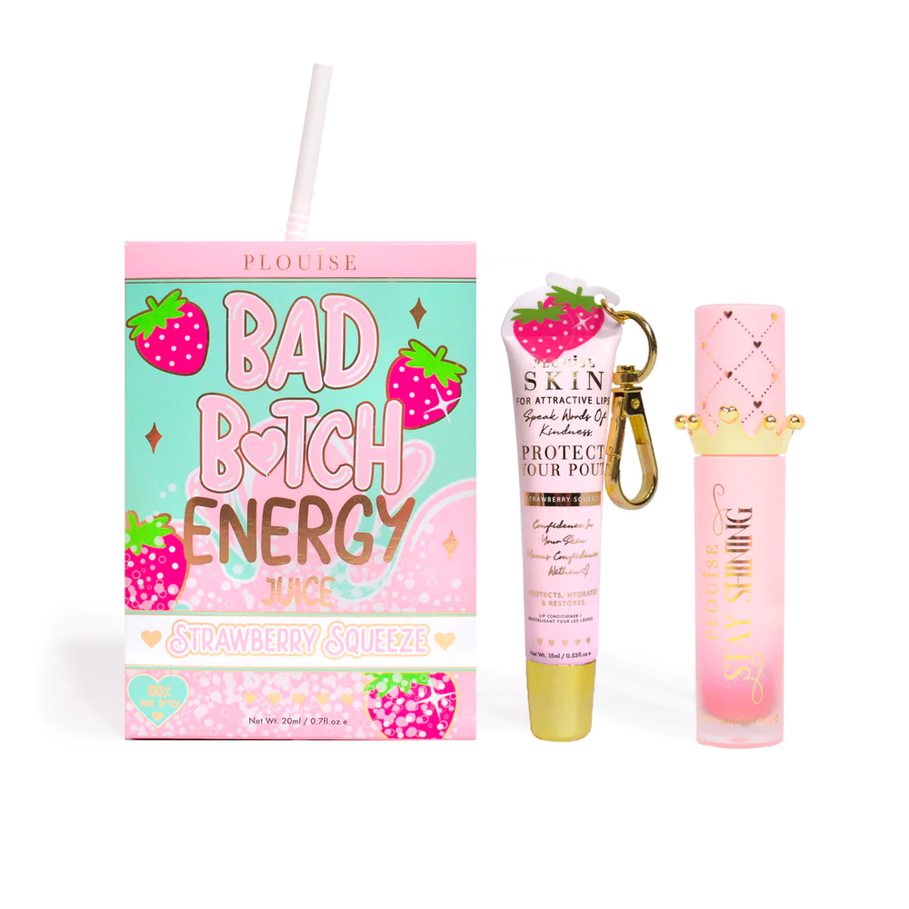Bad Bitch Energy Lippenpflege- und Lippenöl-Duo – Erdbeere