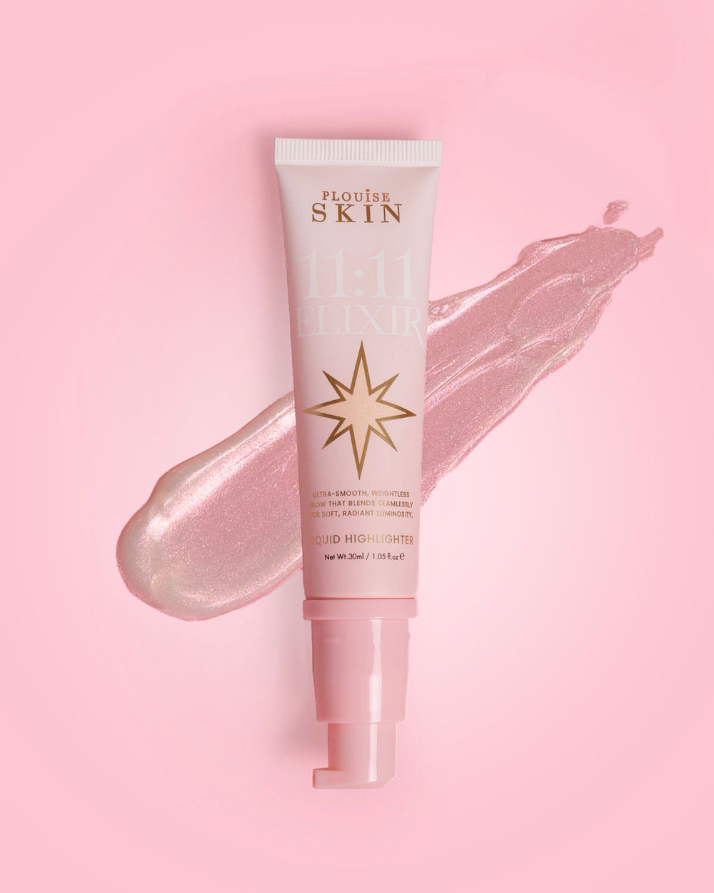 P.Louise 11:11 Elixir Surligneur liquide rose irisé Turkish Delight Swatch
