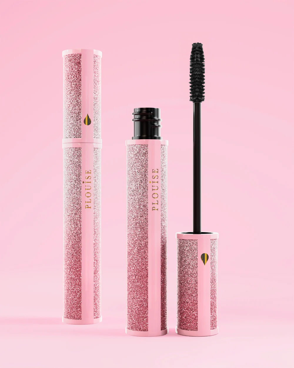 Mascara P.Louise Cry Baby con involucro glitterato su sfondo rosa