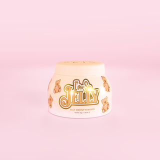 Tub of P.Louise Coconut Cake I'm So Jelly jelly makeup remover mot en rosa bakgrund