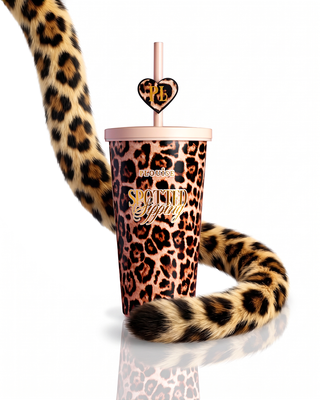 Cheetah Spotted Sipping 600 ml ruostumattomasta teräksestä valmistettu juomakuppi