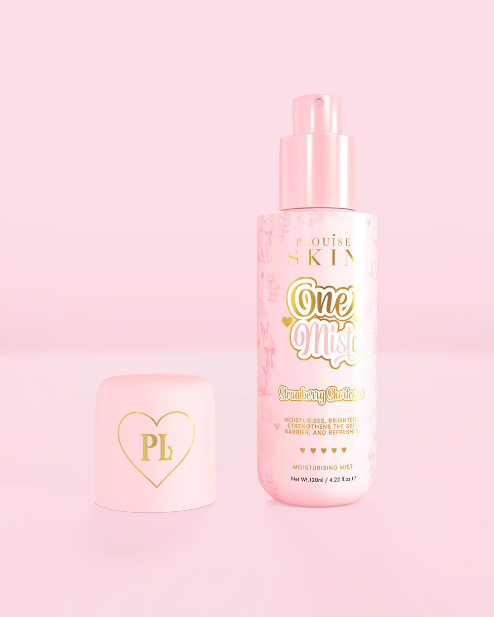 Pink flaske One Mist Moisturizing Mist i strawberry shortcake-duft